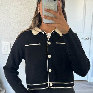 Oak + Fort  Black and White Collared Sweater M (SOLD OUT)